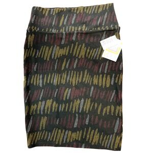 LuLaRoe Cassie Pencil Skirt- Small-NEW stretchy Black Multi Color Dash Print